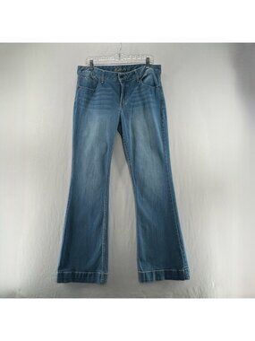 Kimes Ranch Lola Soho Fade Trouser Jeans Size 12/32 Mid Rise Wide Flare Leg Blue